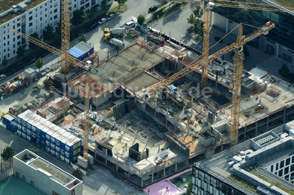 München von oben - Baustelle zum Neubau Bürogebäude NOVE im Arnulfpark in München im Bundesland Bayern