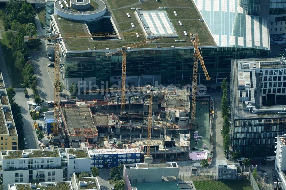 Luftbild München - Baustelle zum Neubau Bürogebäude NOVE im Arnulfpark in München im Bundesland Bayern