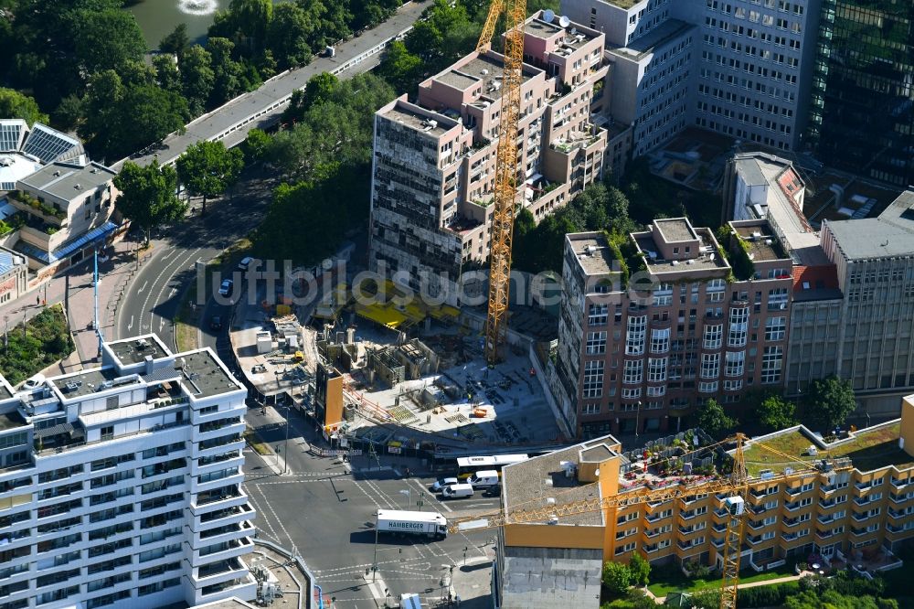 Luftbild Berlin - Baustelle zum Neubau des Bürohaus- Gebäude Nürnberger Straße im Ortsteil Charlottenburg in Berlin, Deutschland