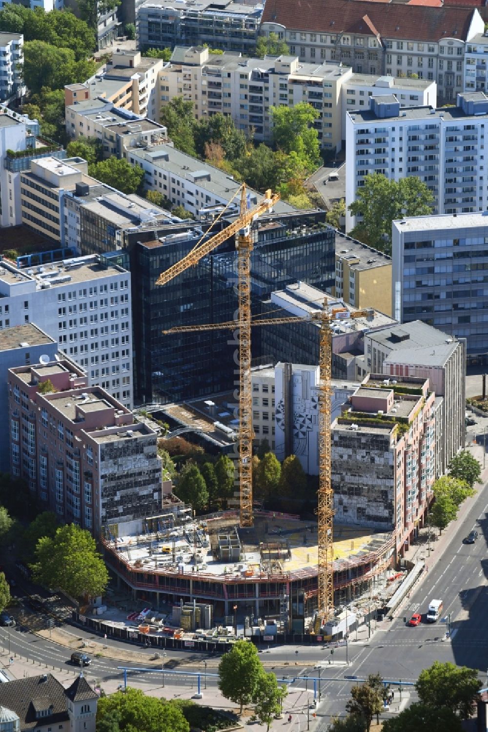 Luftbild Berlin - Baustelle zum Neubau des Bürohaus- Gebäude Nürnberger Straße im Ortsteil Charlottenburg in Berlin, Deutschland