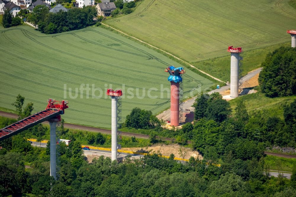 Luftbild Olsberg - Baustelle zum Neubau der Bundesstraße B7 in Olsberg im Bundesland Nordrhein-Westfalen