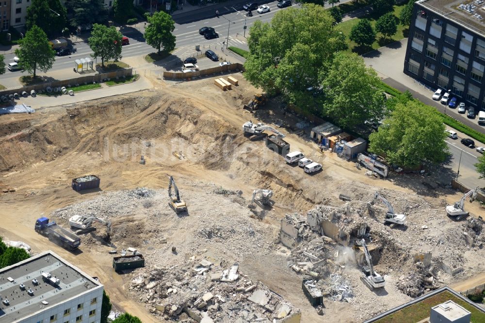 Frankfurt am Main aus der Vogelperspektive: Baustelle zum Neubau der Campus-Meile in Frankfurt am Main im Bundesland Hessen