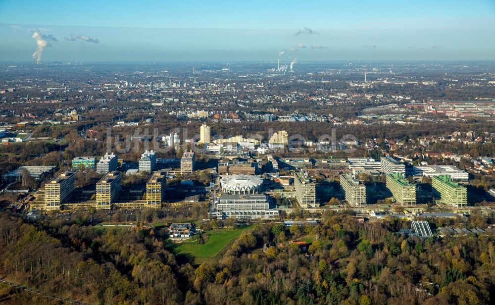 Bochum von oben - Baustelle zum Neubau am Campus der RUB Ruhr-Universität Bochum im Bundesland Nordrhein-Westfalen