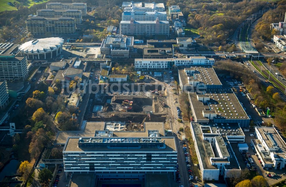 Luftbild Bochum - Baustelle zum Neubau am Campus der RUB Ruhr-Universität Bochum im Bundesland Nordrhein-Westfalen