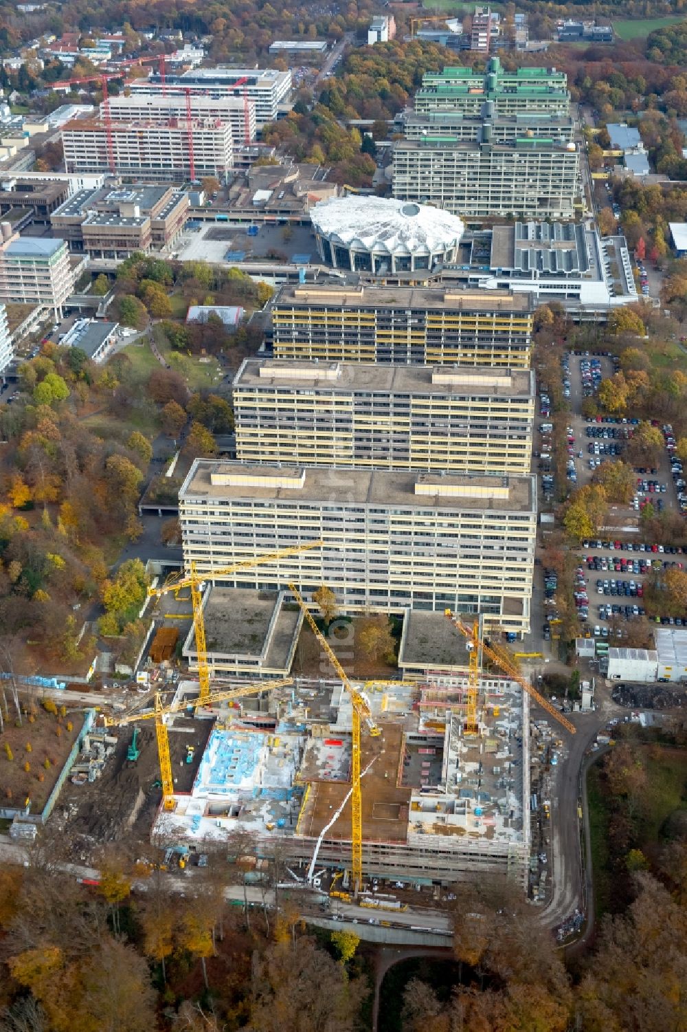 Luftaufnahme Bochum - Baustelle zum Neubau am Campus der RUB Ruhr-Universität Bochum im Bundesland Nordrhein-Westfalen