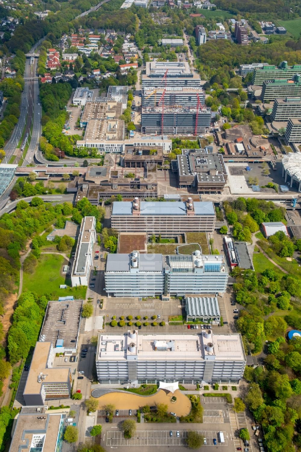 Luftbild Bochum - Baustelle zum Neubau am Campus der RUB Ruhr-Universität Bochum im Bundesland Nordrhein-Westfalen