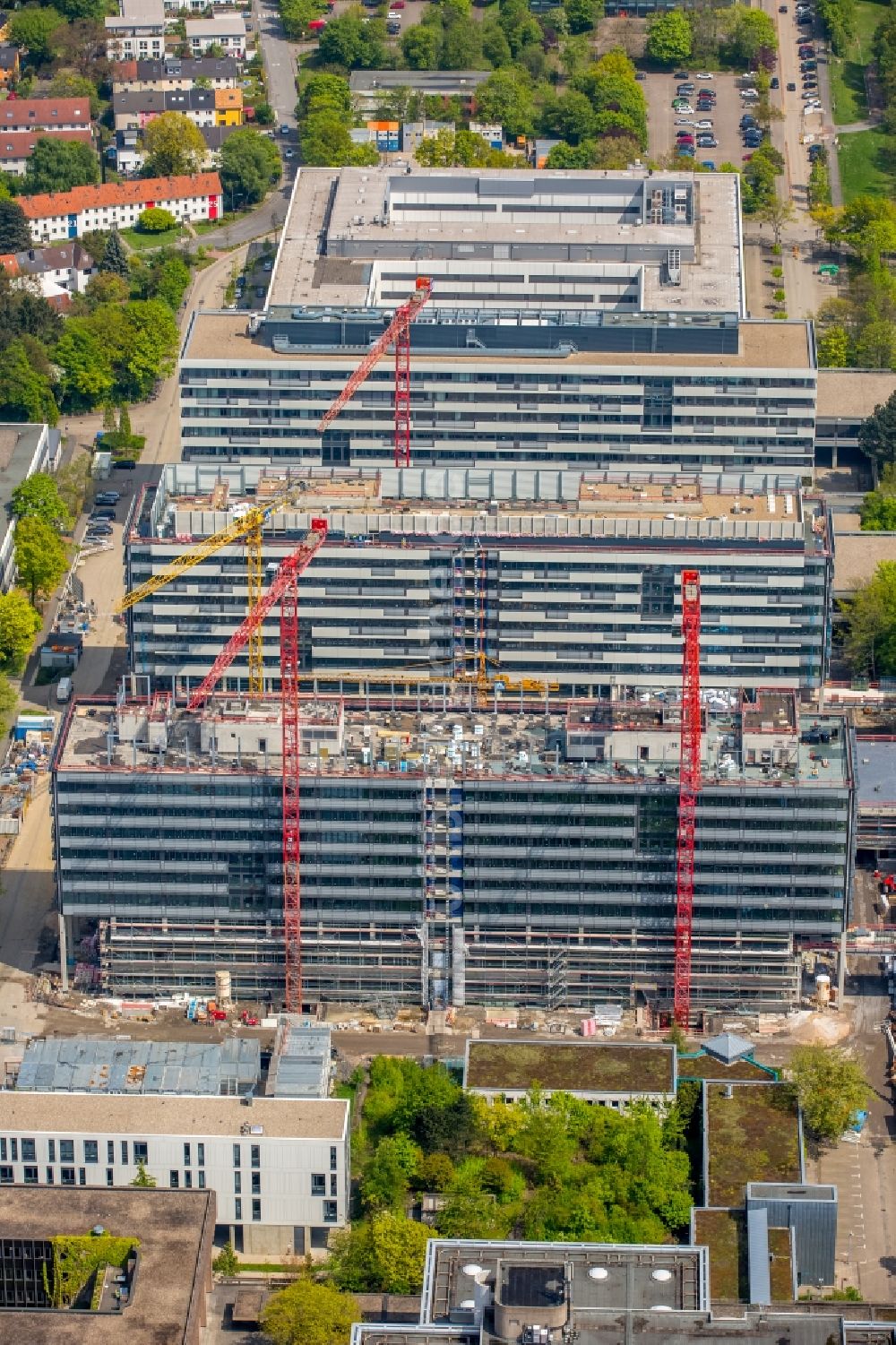 Luftaufnahme Bochum - Baustelle zum Neubau am Campus der RUB Ruhr-Universität Bochum im Bundesland Nordrhein-Westfalen