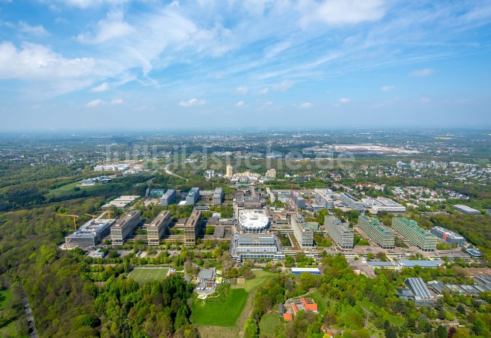 Luftaufnahme Bochum - Baustelle zum Neubau am Campus der RUB Ruhr-Universität Bochum im Bundesland Nordrhein-Westfalen