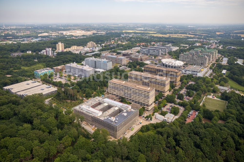 Luftaufnahme Bochum - Baustelle zum Neubau am Campus der RUB Ruhr-Universität Bochum im Bundesland Nordrhein-Westfalen