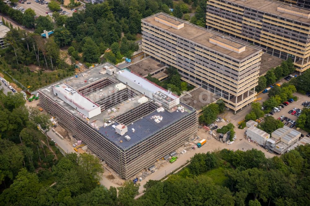 Bochum von oben - Baustelle zum Neubau am Campus der RUB Ruhr-Universität Bochum im Bundesland Nordrhein-Westfalen