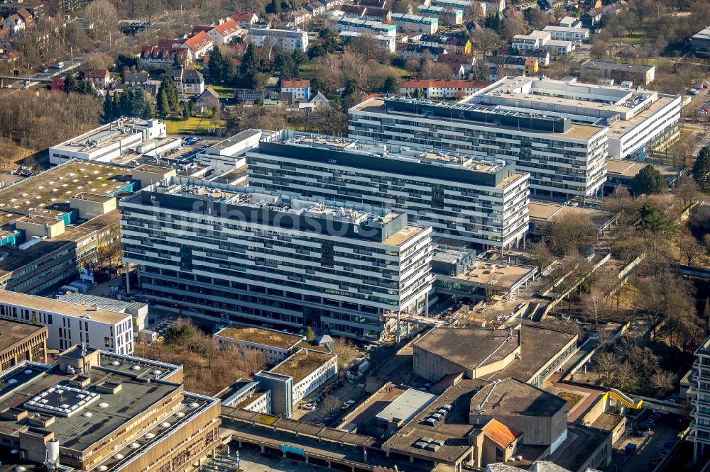 Bochum von oben - Baustelle zum Neubau am Campus der RUB Ruhr-Universität Bochum im Bundesland Nordrhein-Westfalen