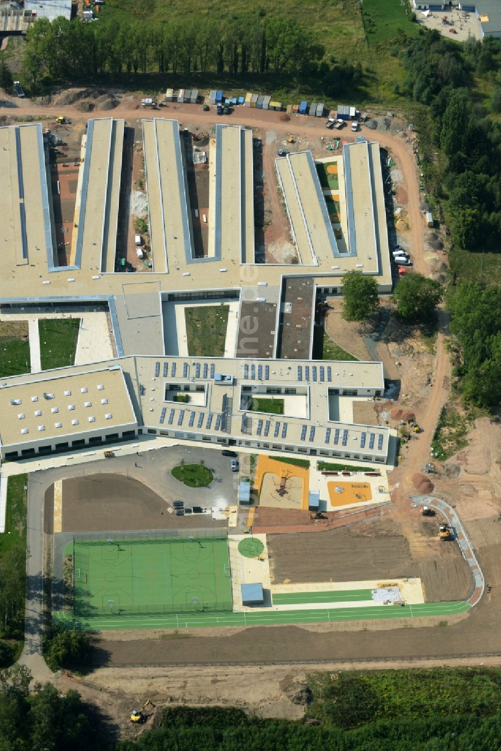 Chemnitz aus der Vogelperspektive: Baustelle zum Neubau der Chemnitzer Körperbehindertenschule in Chemnitz im Bundesland Sachsen