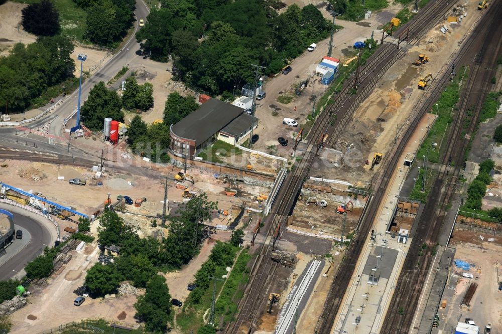 Luftbild Magdeburg - Baustelle zum Neubau des Citytunnels im Zuge der Bahnbrückensanierung der Deutschen Bahn in Magdeburg im Bundesland Sachsen-Anhalt