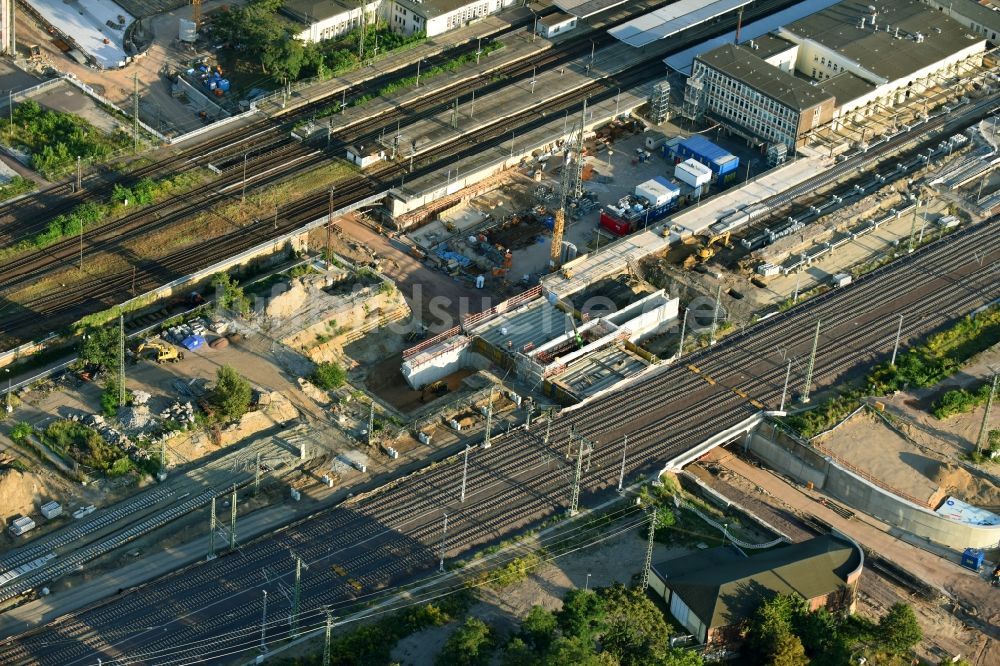 Luftbild Magdeburg - Baustelle zum Neubau des Citytunnels im Zuge der Bahnbrückensanierung der Deutschen Bahn in Magdeburg im Bundesland Sachsen-Anhalt