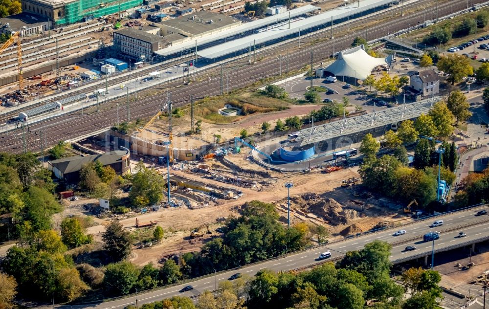 Magdeburg von oben - Baustelle zum Neubau des Citytunnels im Zuge der Bahnbrückensanierung der Deutschen Bahn in Magdeburg im Bundesland Sachsen-Anhalt