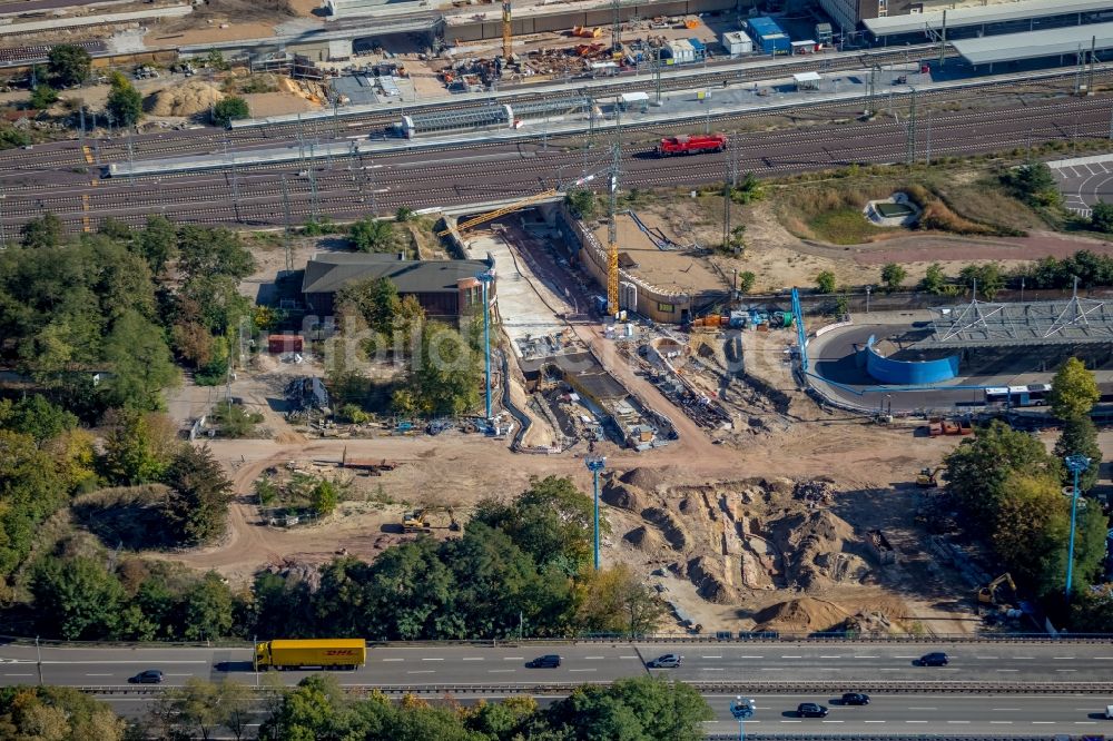 Luftbild Magdeburg - Baustelle zum Neubau des Citytunnels im Zuge der Bahnbrückensanierung der Deutschen Bahn in Magdeburg im Bundesland Sachsen-Anhalt