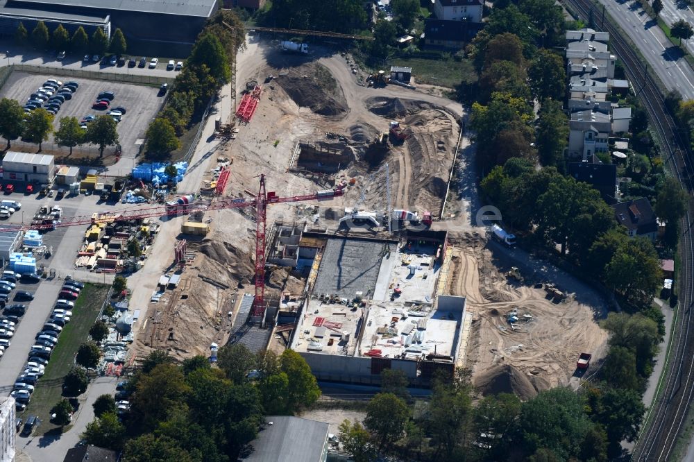 Schwerin aus der Vogelperspektive: Baustelle zum Neubau von Depots und Werkstätten in Schwerin im Bundesland Mecklenburg-Vorpommern, Deutschland