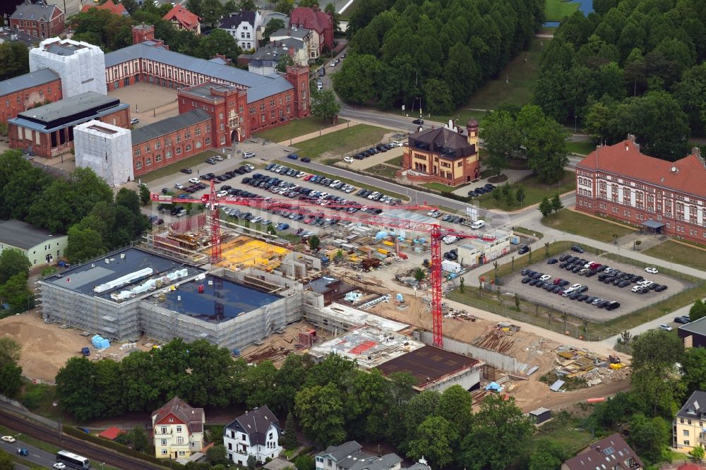 Luftaufnahme Schwerin - Baustelle zum Neubau von Depots und Werkstätten in Schwerin im Bundesland Mecklenburg-Vorpommern, Deutschland