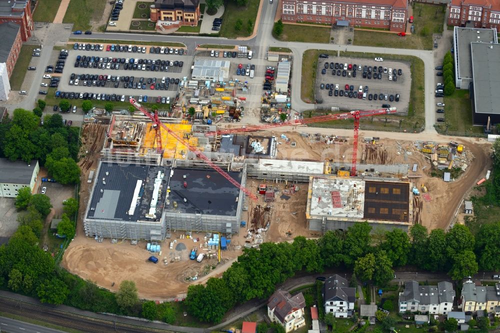 Schwerin aus der Vogelperspektive: Baustelle zum Neubau von Depots und Werkstätten in Schwerin im Bundesland Mecklenburg-Vorpommern, Deutschland