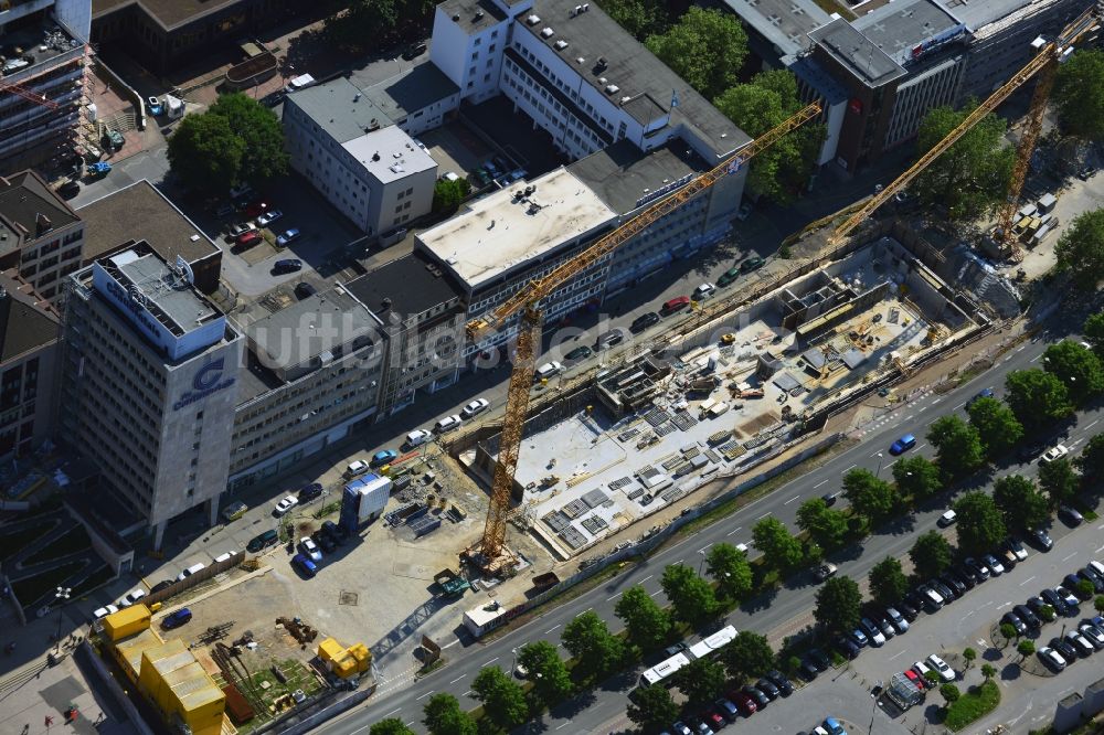 Luftaufnahme Dortmund - Baustelle zum Neubau des DFB- Museums am Königswall durch die Baufirma Alpine Bau GmbH in Dortmund im Bundesland Nordrhein-Westfalen