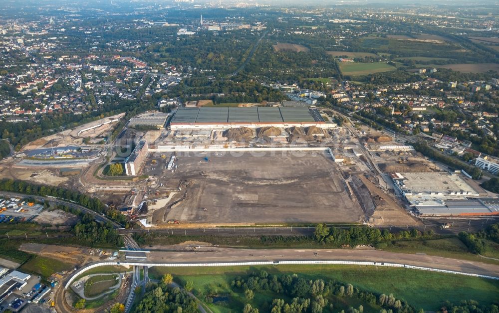 Bochum von oben - Baustelle zum Neubau eines DHL- Hub- Gebäudekomplexes auf dem Gelände des Logistikzentrums im Entwicklungsgebiet MARK 51°7 in Bochum im Bundesland Nordrhein-Westfalen, Deutschland