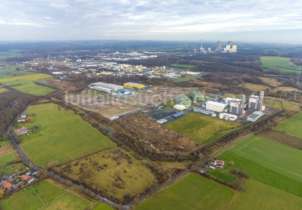 Hamm aus der Vogelperspektive: Baustelle zum Neubau Distribution Park im Ortsteil Uentrop in Hamm im Bundesland Nordrhein-Westfalen, Deutschland