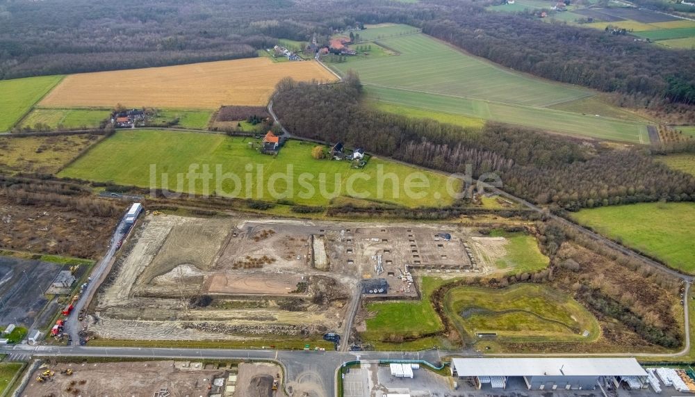 Hamm von oben - Baustelle zum Neubau Distribution Park im Ortsteil Uentrop in Hamm im Bundesland Nordrhein-Westfalen, Deutschland