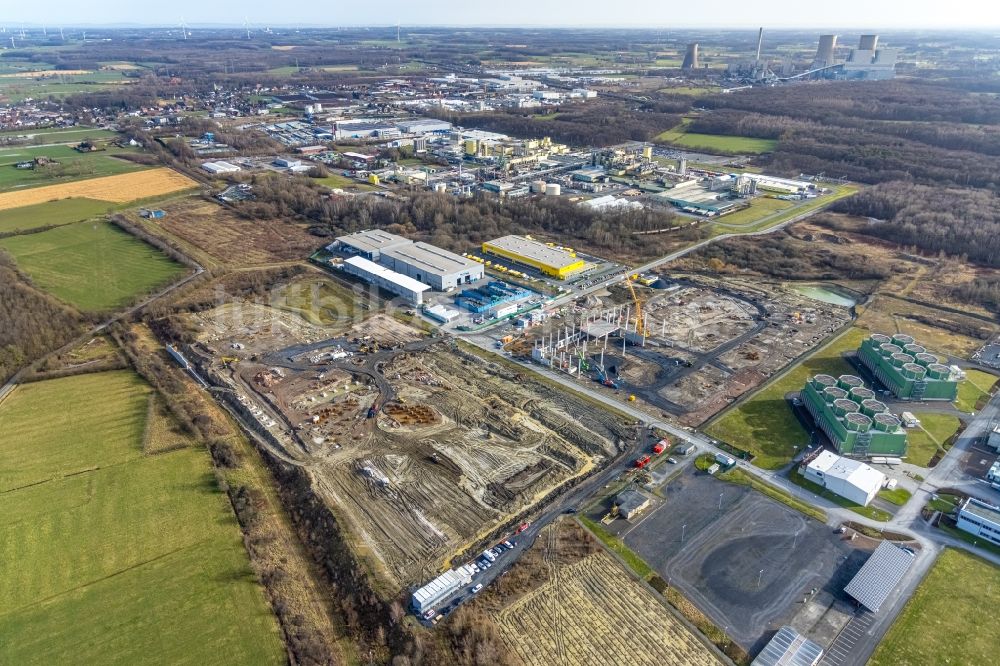 Luftbild Hamm - Baustelle zum Neubau Distribution Park im Ortsteil Uentrop in Hamm im Bundesland Nordrhein-Westfalen, Deutschland