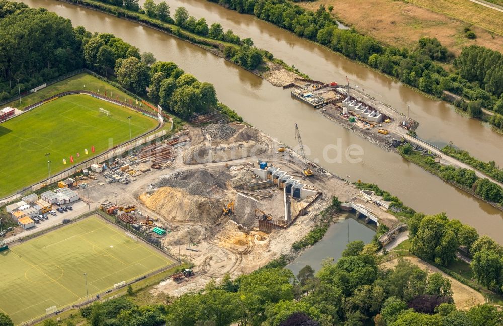 Luftbild Hamm - Baustelle zum Neubau eines Düker am Datteln-Hamm Kanal - Lippe in Hamm im Bundesland Nordrhein-Westfalen, Deutschland