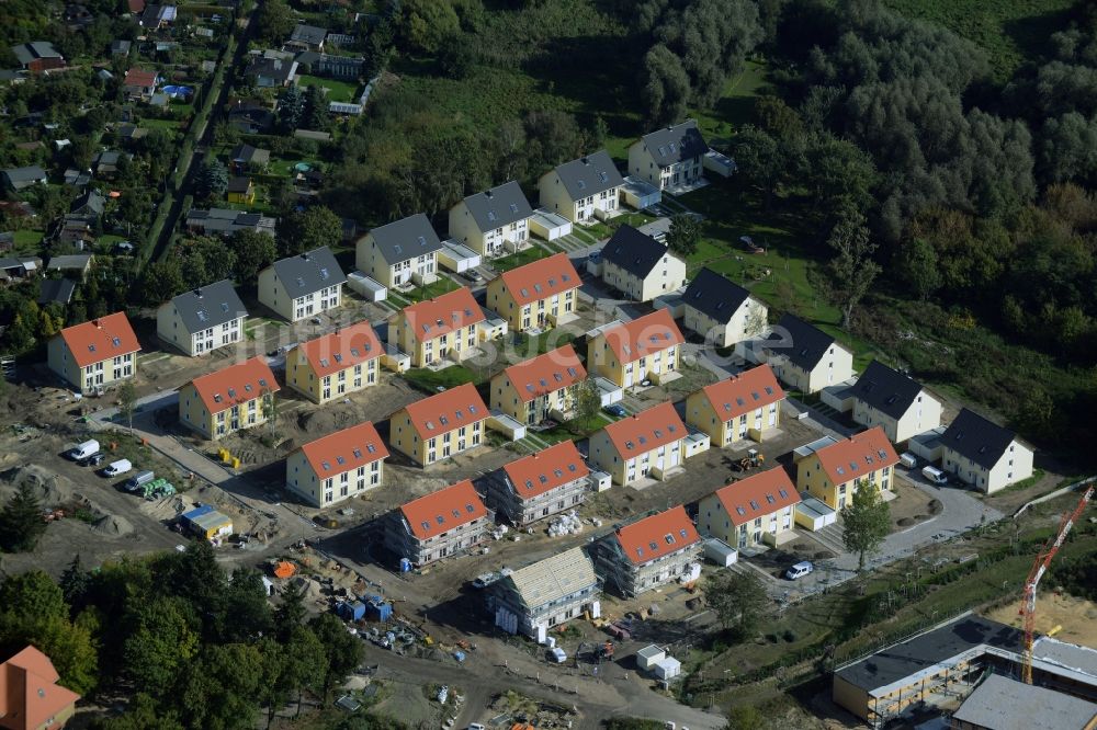 Luftbild Potsdam - Baustelle zum Neubau einer Doppelhaus- Wohnsiedlung in der Teltower Vorstadt in Potsdam im Bundesland Brandenburg