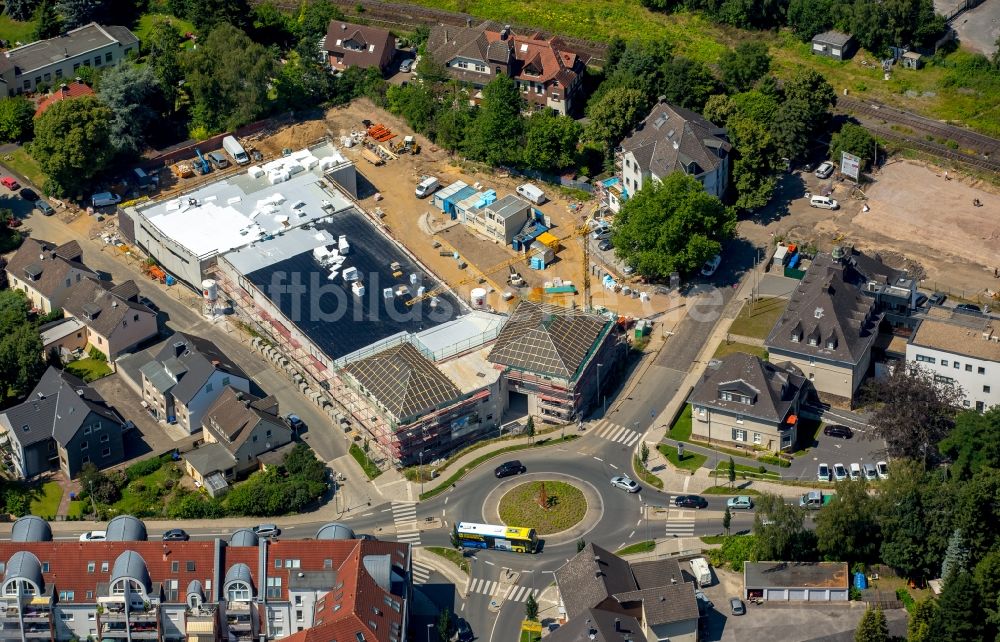 Witten von oben - Baustelle zum Neubau eines EDEKA Supermarktes und Geschäftsgebäudes im Gerberviertel im Stadtteil Herbede in Witten im Bundesland Nordrhein-Westfalen