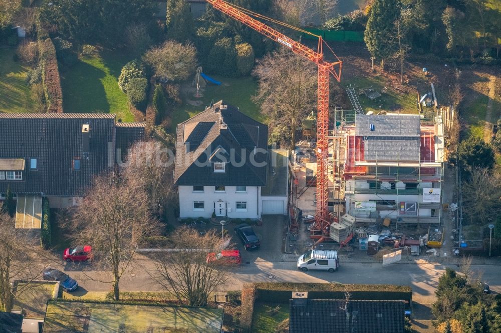 Luftbild Hamm - Baustelle zum Neubau eines Einfamilienhaus in der Hubertusstraße in Hamm im Bundesland Nordrhein-Westfalen, Deutschland