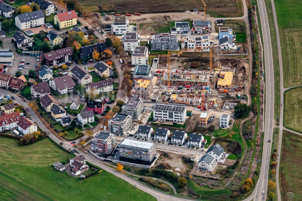 Kirchzarten von oben - Baustelle zum Neubau Einfamilienhaus Siedlung in Kirchzarten im Bundesland Baden-Württemberg, Deutschland