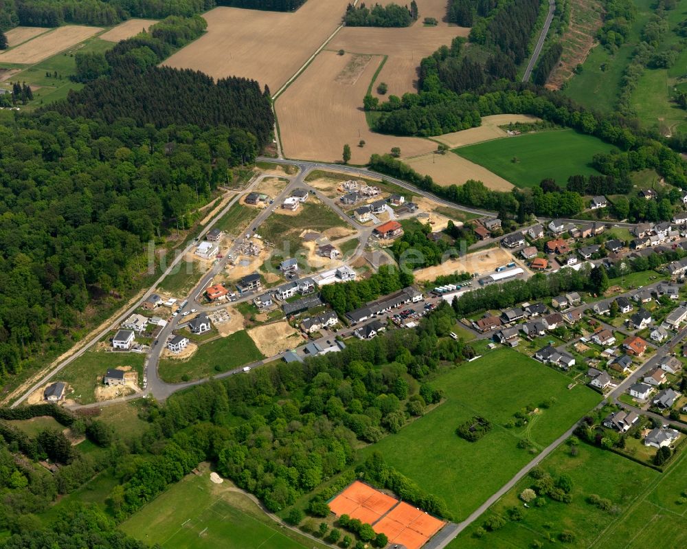 Niederelbert von oben - Baustelle zum Neubau einer Einfamilienhaus- Wohnanlage in Niederelbert im Bundesland Rheinland-Pfalz