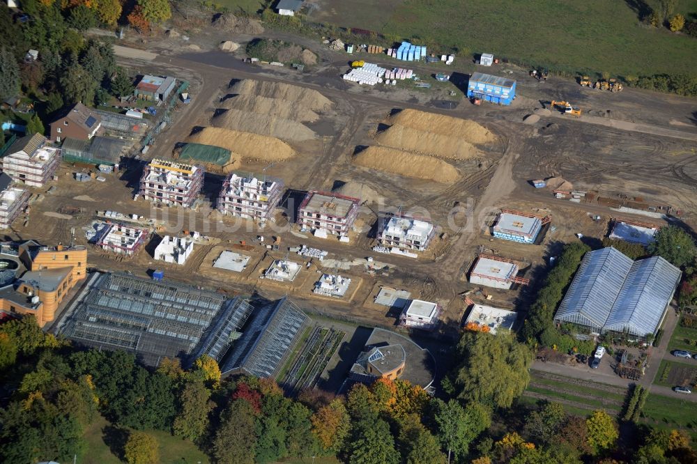 Luftbild Berlin - Baustelle zum Neubau von Einfamilienhäusern und Doppelhäusern an der Mohriner Allee im Ortsteil Britz in Berlin