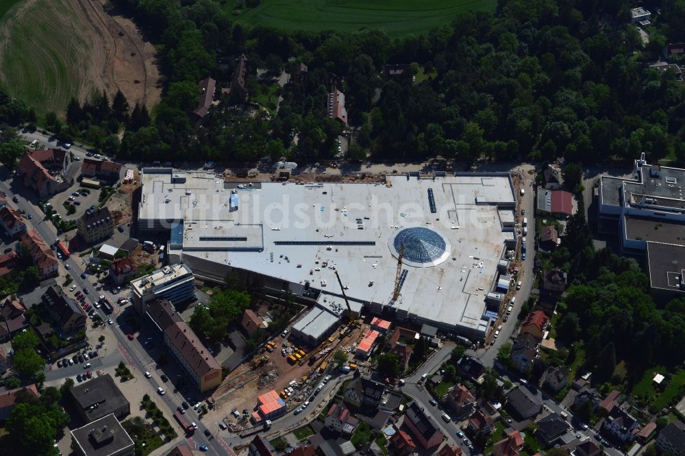 Luftaufnahme Stein - Baustelle zum Neubau des Einkaufszentrums FORUM STEIN in der neuen Stadtmitte in Stein im Bundesland Bayern