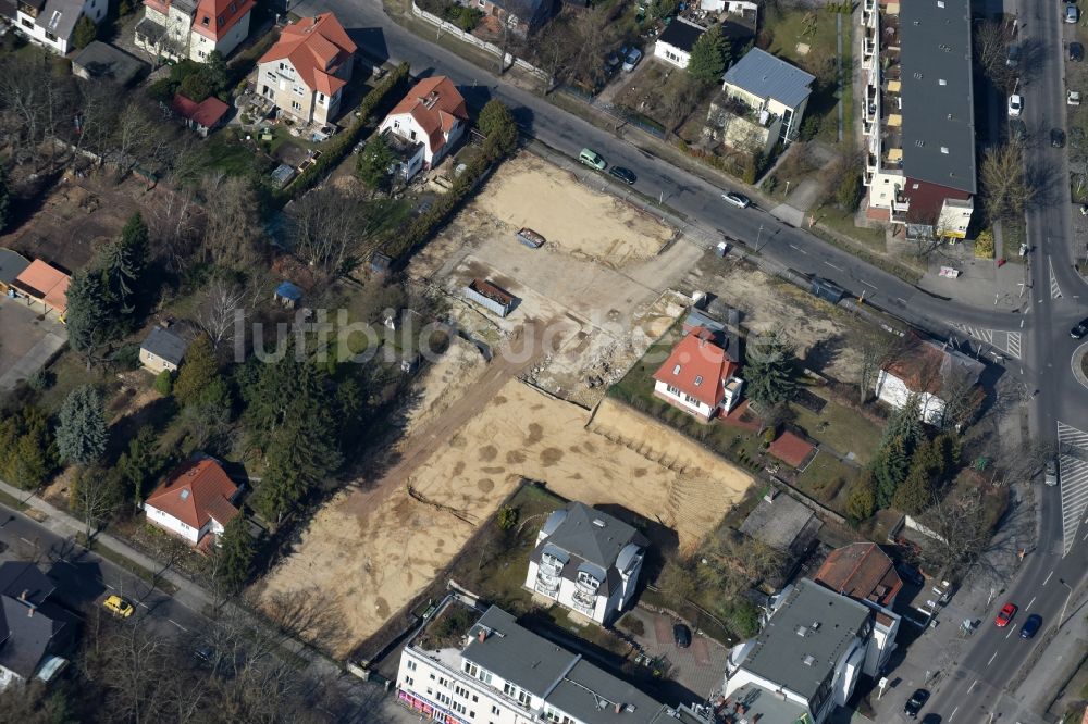 Berlin aus der Vogelperspektive: Baustelle zum Neubau eines Einkaufszentrums der Lidl Dienstleistung GmbH & Co. KG in Mahlsdorf in Berlin