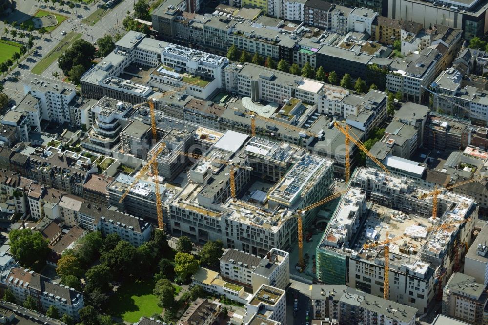 Luftbild Mannheim - Baustelle zum Neubau des Einkaufszentrums und Stadtquartier Q 6 Q 7 über dem künftigen Münzplatz in Mannheim im Bundesland Baden-Württemberg