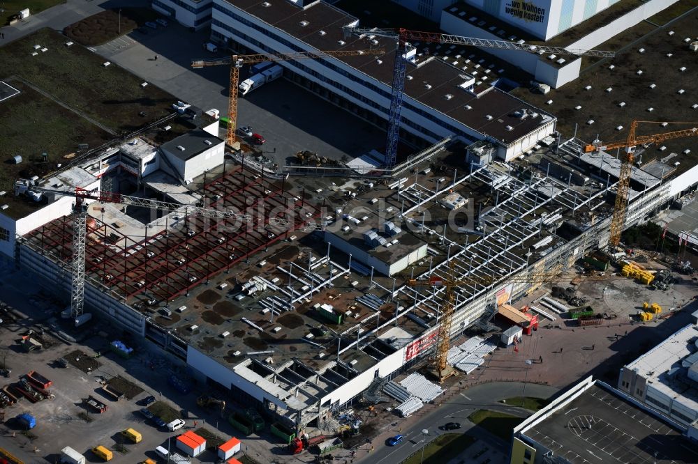 Luftbild Günthersdorf - Baustelle zum Neubau des Einrichtungshaus - Möbelmarkt der Höffner Möbelgesellschaft GmbH & Co. KG in Günthersdor im Bundesland Sachsen-Anhalt