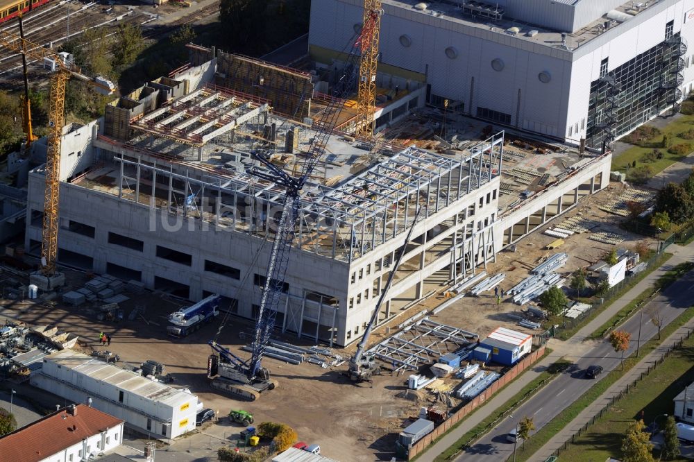 Luftbild Oranienburg - Baustelle zum Neubau und Erweiterungsbau der Takeda GmbH an der Lehnitzstraße in Oranienburg im Bundesland Brandenburg