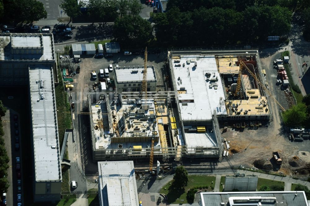 Leipzig aus der Vogelperspektive: Baustelle zum Neubau an der Erziehungswissenschaftlichen Fakultät der Universität Leipzig an der Marschnerstraße in Leipzig im Bundesland Sachsen