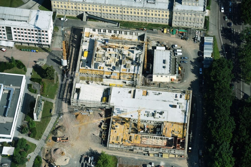 Luftbild Leipzig - Baustelle zum Neubau an der Erziehungswissenschaftlichen Fakultät der Universität Leipzig an der Marschnerstraße in Leipzig im Bundesland Sachsen