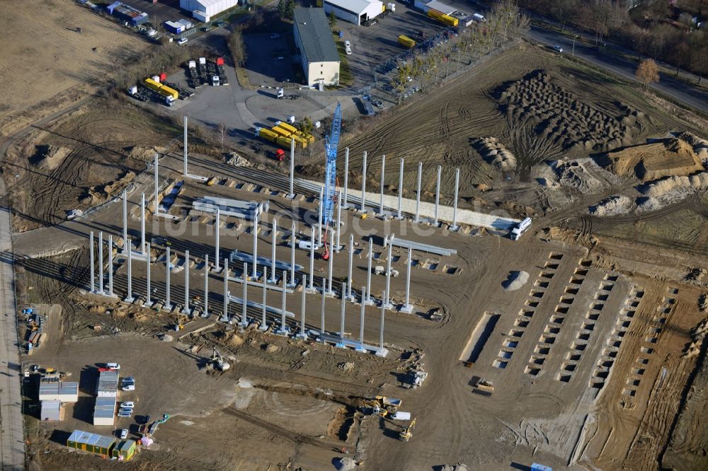 Luftbild Hoppegarten - Baustelle zum Neubau der Europazentrale Clinton in Hoppegarten im Bundesland Brandenburg