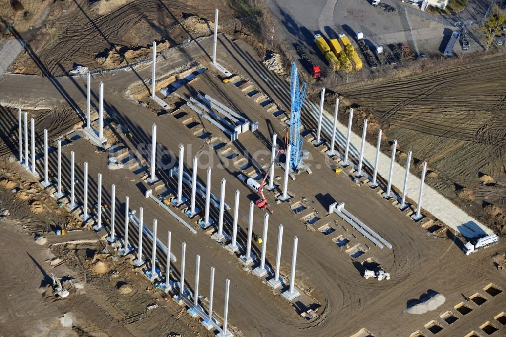 Luftbild Hoppegarten - Baustelle zum Neubau der Europazentrale Clinton in Hoppegarten im Bundesland Brandenburg