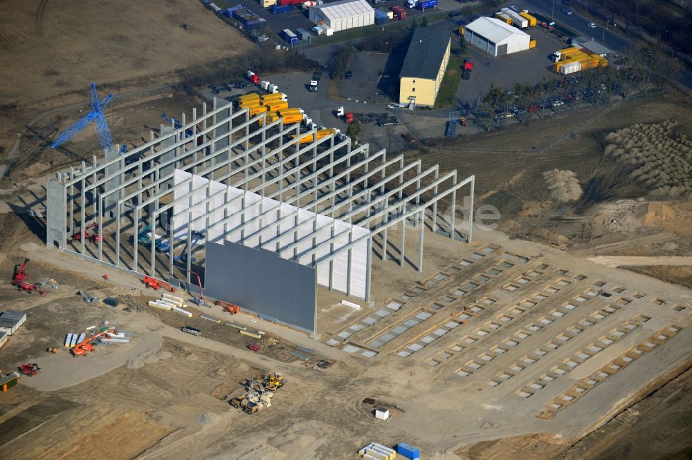 Luftbild Hoppegarten - Baustelle zum Neubau der Europazentrale Clinton in Hoppegarten im Bundesland Brandenburg