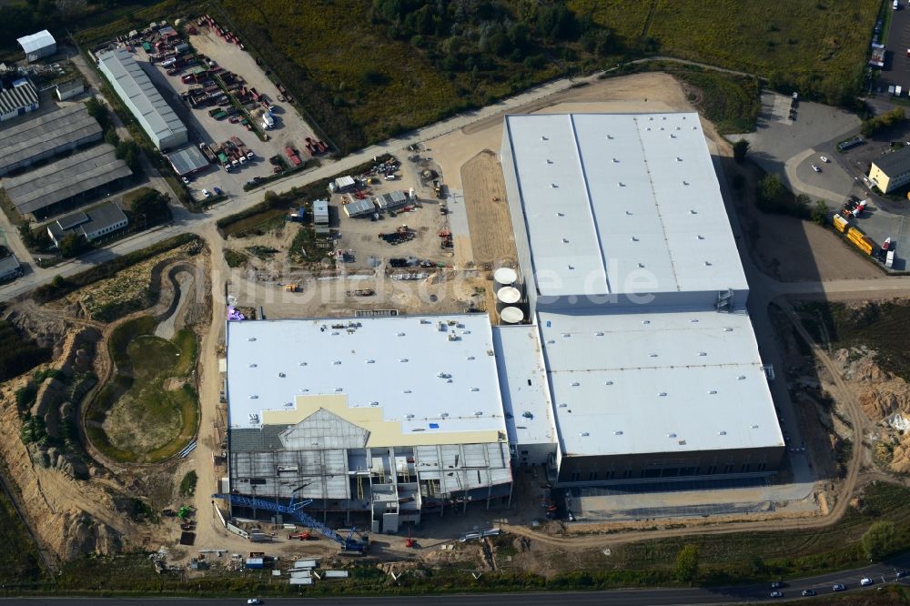 Luftbild Hoppegarten - Baustelle zum Neubau der Europazentrale Clinton in Hoppegarten im Bundesland Brandenburg