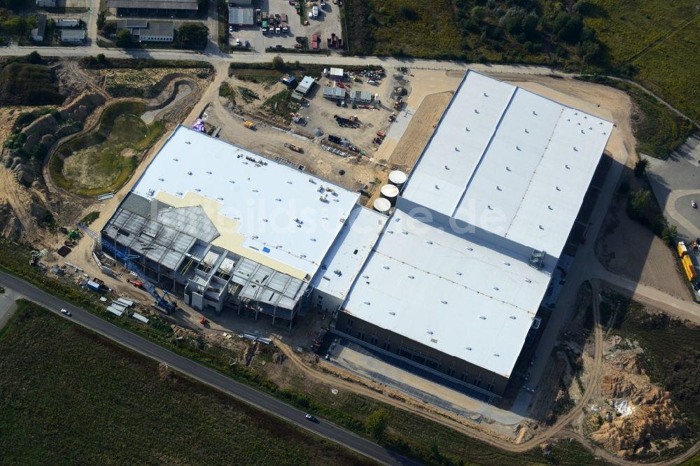 Hoppegarten von oben - Baustelle zum Neubau der Europazentrale Clinton in Hoppegarten im Bundesland Brandenburg