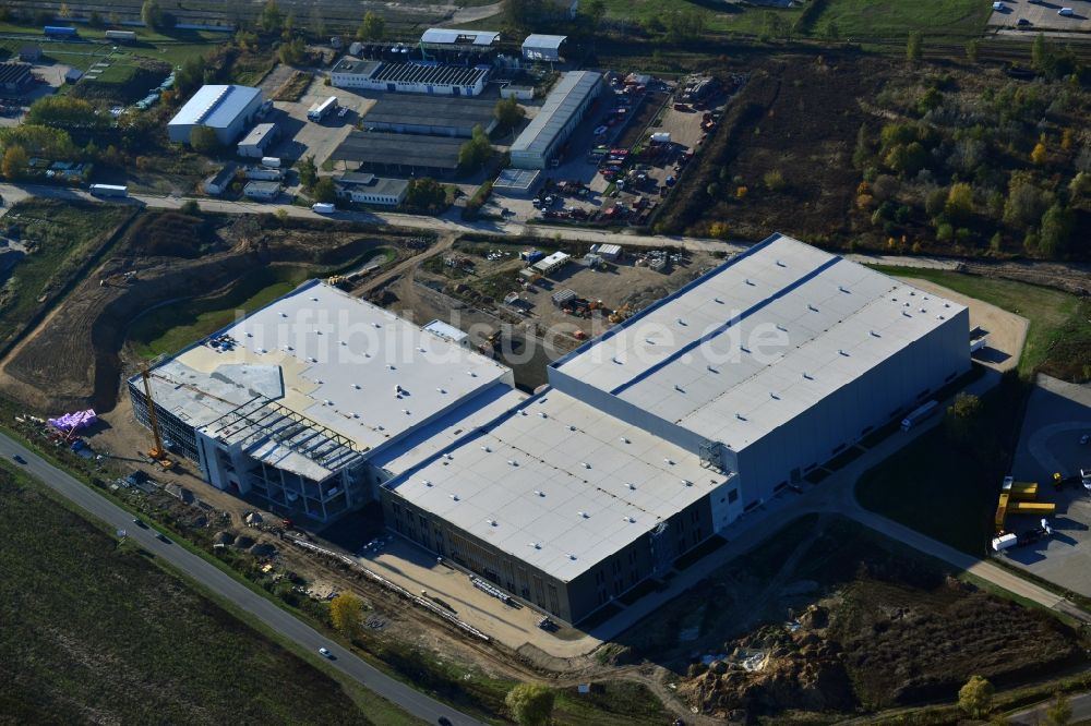 Luftbild Hoppegarten - Baustelle zum Neubau der Europazentrale Clinton in Hoppegarten im Bundesland Brandenburg