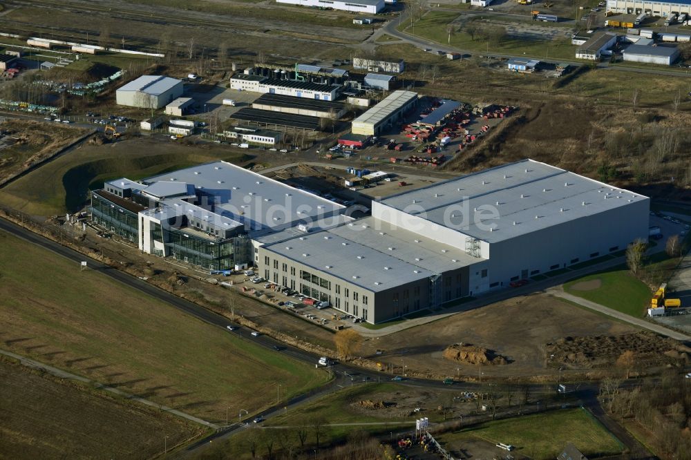 Luftaufnahme Hoppegarten - Baustelle zum Neubau der Europazentrale Clinton in Hoppegarten im Bundesland Brandenburg