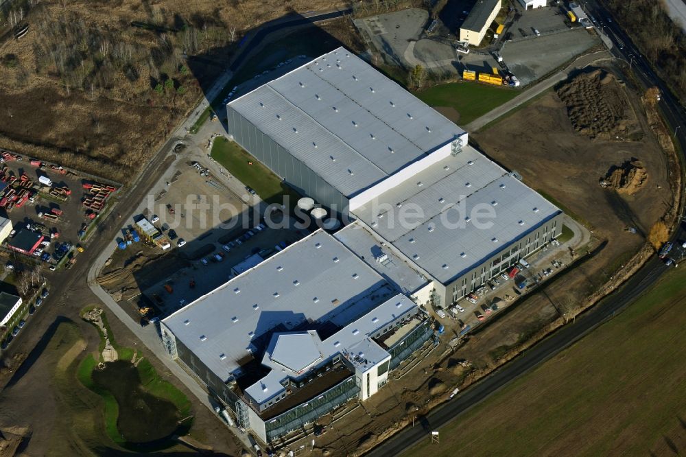 Luftbild Hoppegarten - Baustelle zum Neubau der Europazentrale Clinton in Hoppegarten im Bundesland Brandenburg